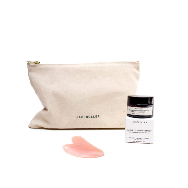 Kit de rutina de bálsamo y gua sha de cuarzo rosa